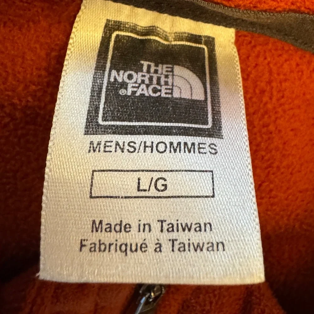 The North Face TKA 100 Mens Fleece Quarter Zip Pullover Orange Gray Large